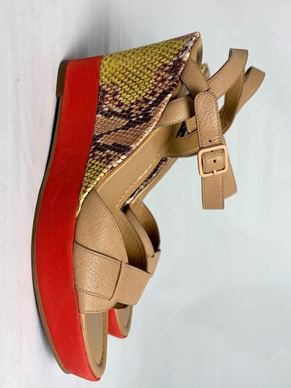 Snakeskin color block platform wedge sandals from Cole Haan - Picture 5 of 5